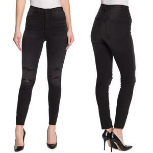 Good American Black Distressed Skinny Jeans